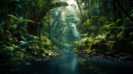 a river in a tropical forest