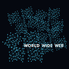 Illustration of world wide web on a black background.
