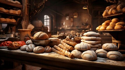 a bakery with breads