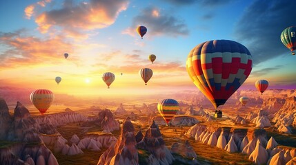 Naklejka premium a group of hot air balloons in the sky