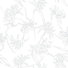 Monochrome Botanical Floral Seamless Pattern Design