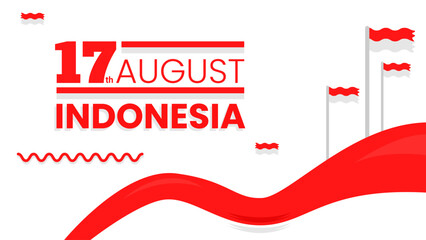 Abstract horizontal background 17th august independence day of indonesia design with indonesian flag