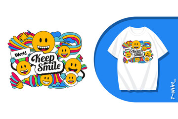 World smile day vector illustration with rotating rainbow