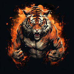 Strong Tiger with Fire Spirit