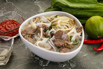 Vietnamese soup Pho Bo with beef