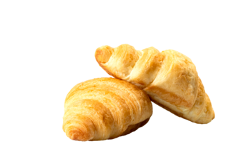 Twin Milk Croissant isolated on white transparent background, PNG File format