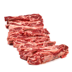 Lamb loin on the bone 8 ribs on a white background