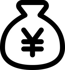 Bag Yen icon illustration in outline style used for web, UI, banner, packaging and many other purposes