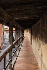 Walkway along the city wall of the medieval town of N&ouml;rdlingen in Germany