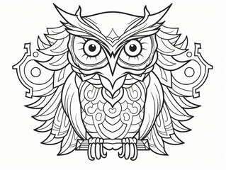 Obraz premium A delightful printable black-and-white coloring page of a owl for kids. 