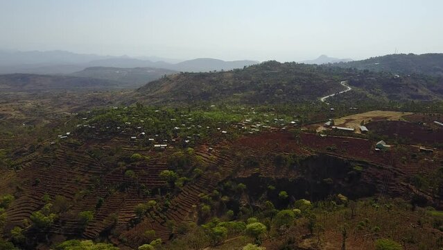 Aerial view of Konso Tribe Traditional Houses KonsoOmo Valley Ethiopia