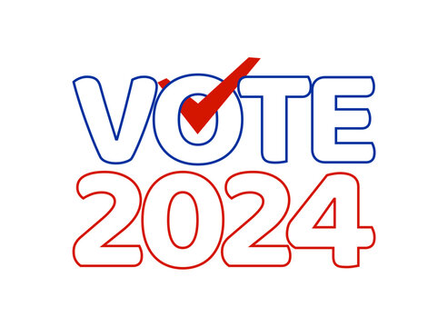 Vote 2024 election year. USA Election banner inviting to vote. United States presidential election in 2024.
