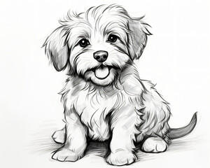 A delightful printable black-and-white page of a dog for kids. 