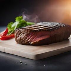 Grilled steak on a neutral background created and generated by AI