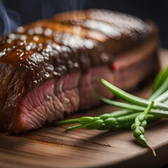 Grilled steak on a neutral background created and generated by AI