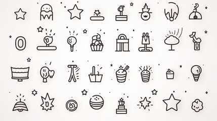 Party, celebration, anniversary elements - thin line web icon set, high quality, 16:9