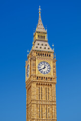 Fototapeta na wymiar Big Ben and the Elizabeth Tower in 2022 after a four year renovation. Westminster, London, England, United Kingdom