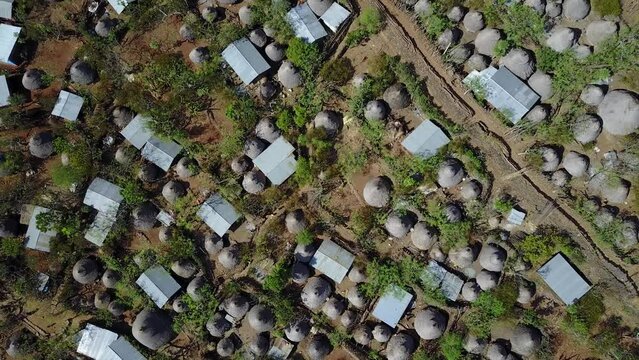 Aerial view of Konso Tribe Traditional Houses KonsoOmo Valley Ethiopia