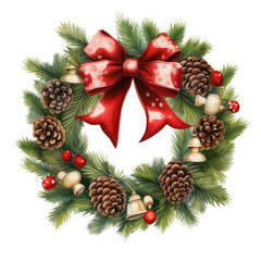 Fototapeta na wymiar Clipart of Christmas wreath isolated on a white background