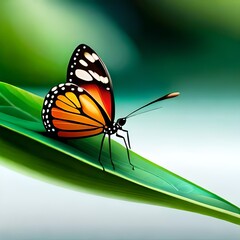 butterfly on a green leaf