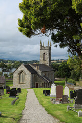 Fototapeta na wymiar St Mura's Parish Church, a 19th century Church of Ireland church pictured here in summertime sunlight. Fahan, County Donegal, Ireland