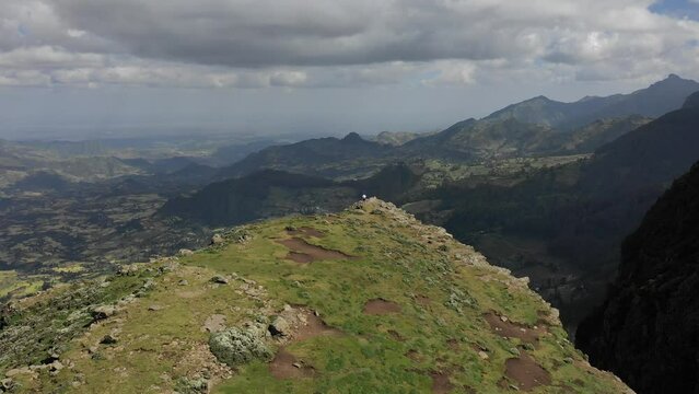 Aerial view of menelik's window Amhara Debre Sina Ethiopia