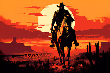 Western Cowboy Portrait Poster