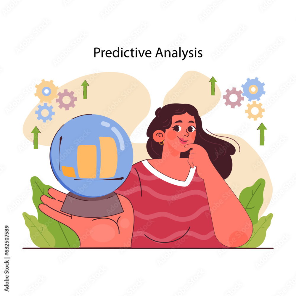 Poster analytics and data science abstract concept vector illustration. big data, machine learning control,
