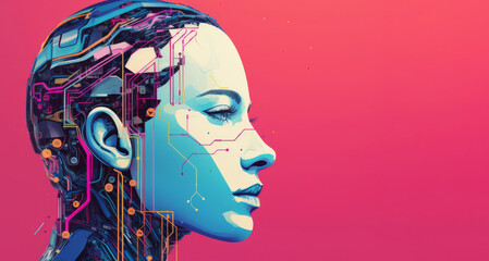 cyborg woman face head robot ai, artificial intelligence 