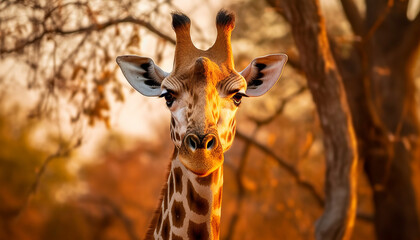 Animali africani. Africa. Giraffa. Ai generated.