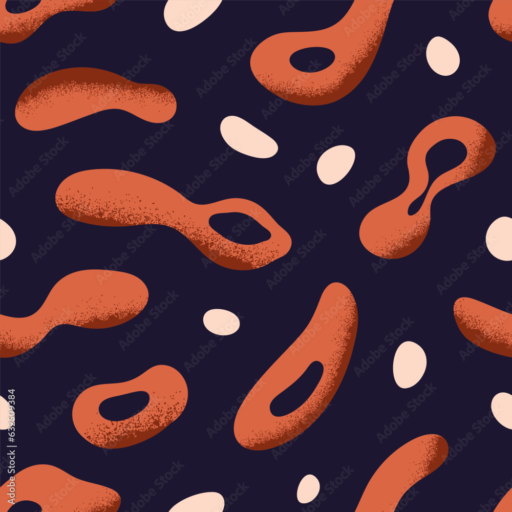 Poster Abstract seamless pattern design. Fluid shapes, elements, repeating print. Endless texture, background. Repeatable flat vector illustration for textile, fabric, wrapping, wallpaper, decoration