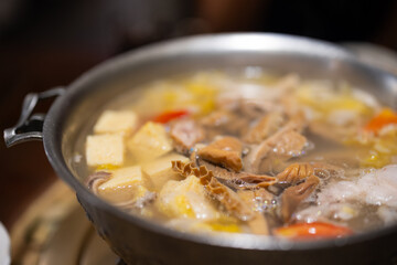 Sauerkraut and white meat pot in Taiwanese restaurant