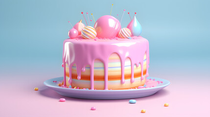 Colorful rainbow colors cake illustration