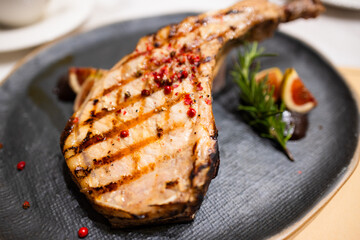 Pork fillet on the plate