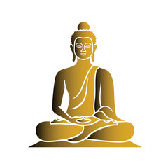 Gold meditating buddah statue, vector illustration isolated on white