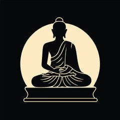 Buddah statue, meditating, vector illustration