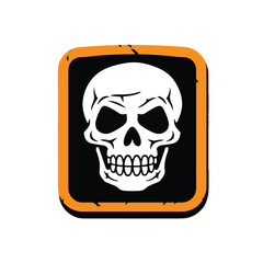 Black and white human skull with a lower jaw, halloween theme, vector isolated 