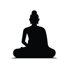 Meditating buddah statue, vector illustration isolated on white