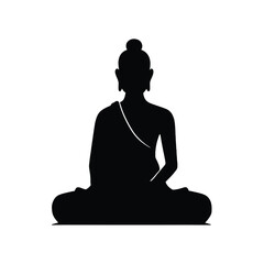 Monk in Buddhism, silhouette vector isolated on white background