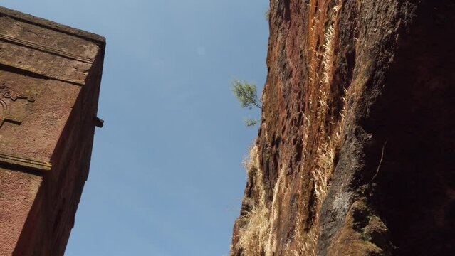 Monolithic rock-cut church of bete giyorgis Amhara Region Lalibela Ethiopia