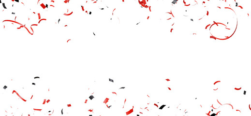 3d render of red confetti group flying.