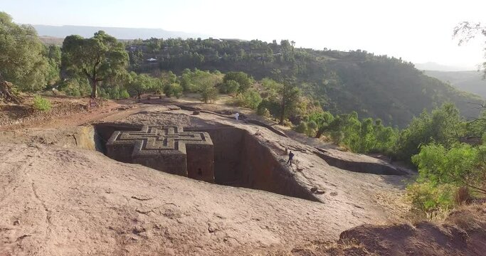 Monolithic rock-cut church of bete giyorgis Amhara Region Lalibela Ethiopia