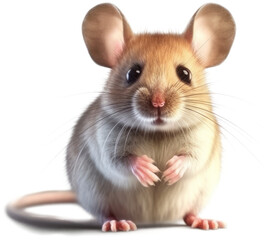 Cute mouse animal in close up with transparent background. Generative AI