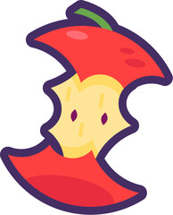 Flat Outline Apple Fruit Core Icon