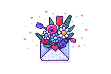 Festive Postal Envelope with Fragrant Wildflowers