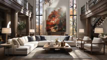Elegance Unveiled: A Sleek Living Room Sanctuary. Generative AI