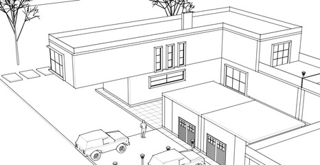 modern residential architecture 3d illustration © Svjatoslav