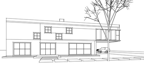 modern residential architecture 3d illustration © Svjatoslav