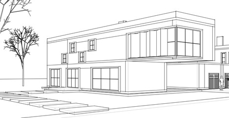 modern residential architecture 3d illustration © Svjatoslav