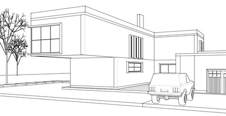 modern residential architecture 3d illustration © Svjatoslav